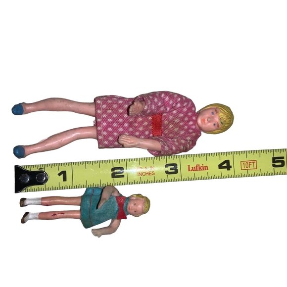 Vintage Miniature Dollhouse Doll Mother Young Lady and Girl Bendable Moveable - Picture 5 of 10